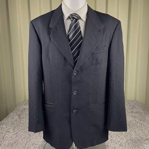 Zanetti Blazer Men's Sz 38R Black Two Button Sport Coat Jacket Super 100's Wool